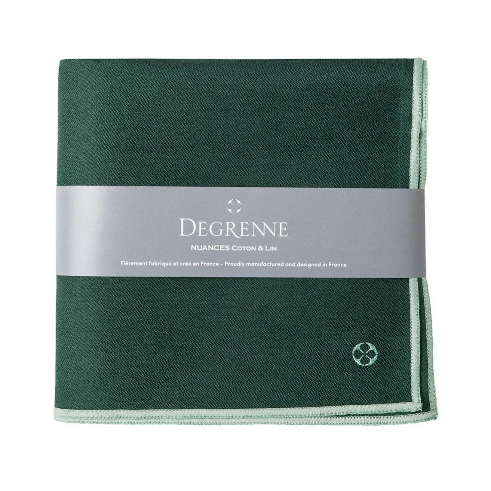NUANCES COTON & LIN VERT EMERAUDE Nappe carrée 180 x 180 cm