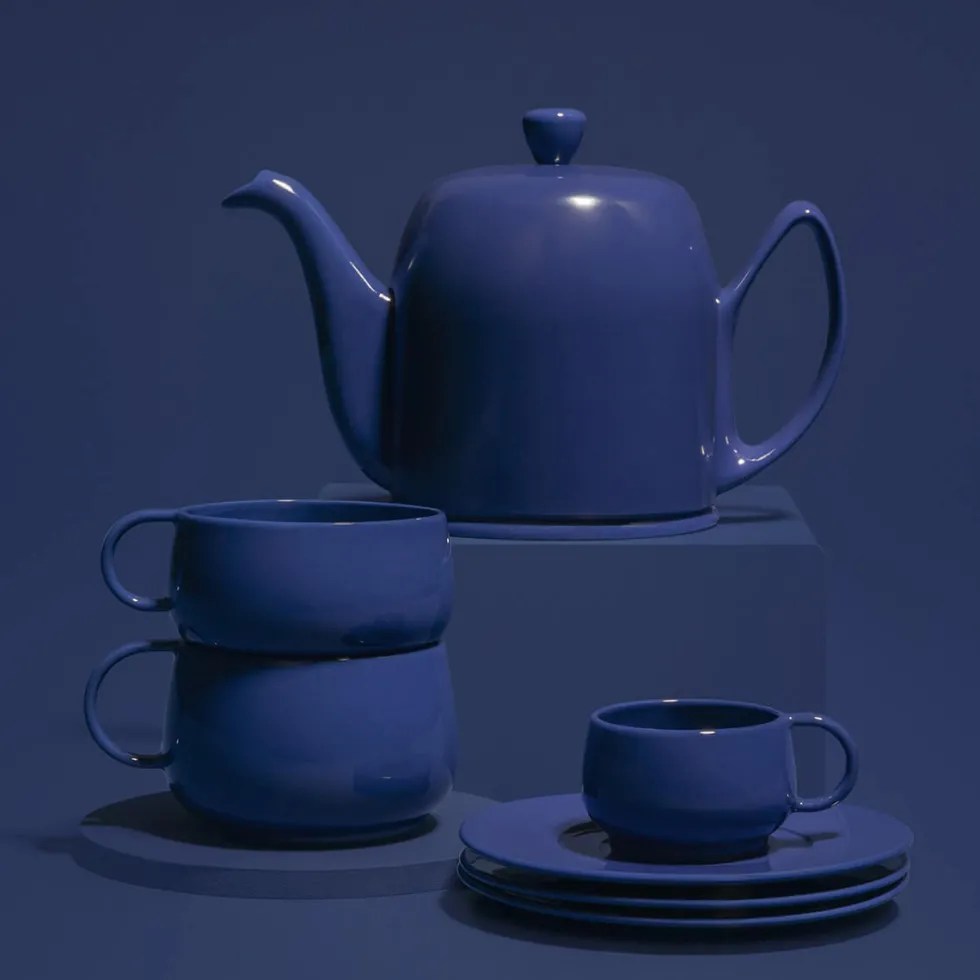 SALAM MONOCHROME Théière 4 tasses cloche bleue